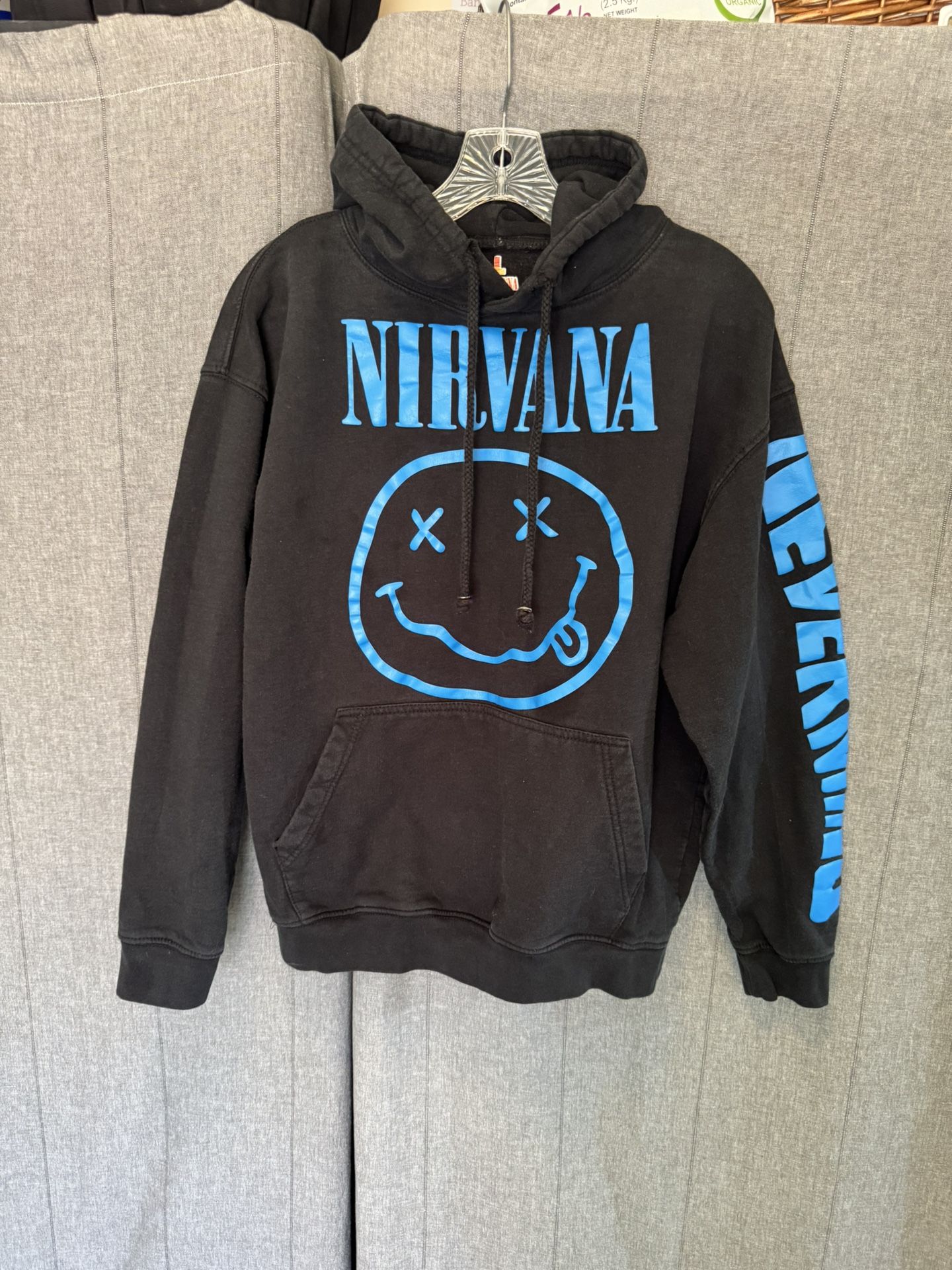 2000s Y2K 2016 Nirvana Nevermind Grunge Smile Face Rock Band Music Hoodie Large
