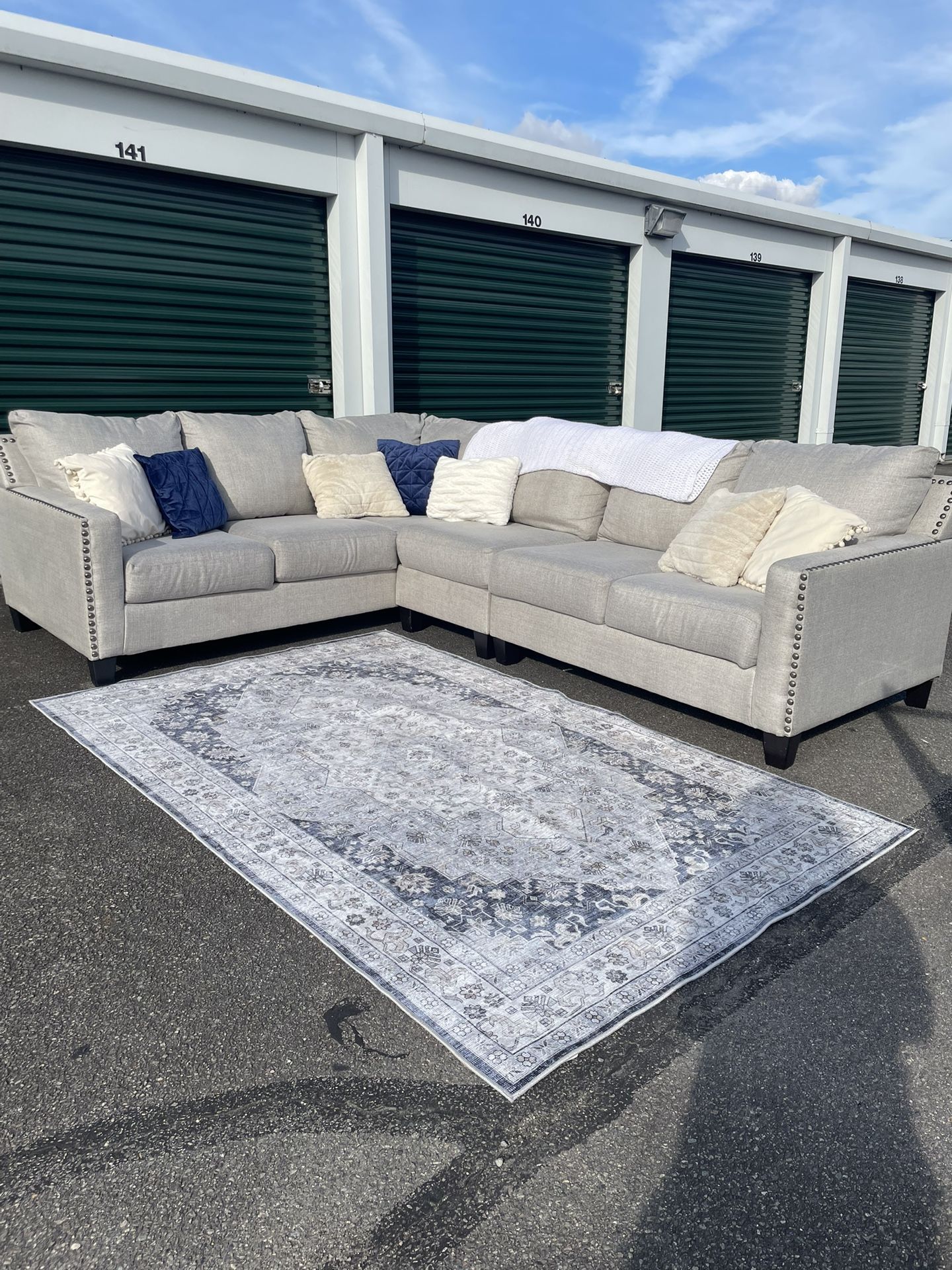 Ashley Light Gray Sectional - Couch - Sofa Living Room Set - Furniture