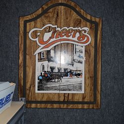 Vintage 1989 Cheers TV Show Dart Board Wooden Cabinet VTG Rare
