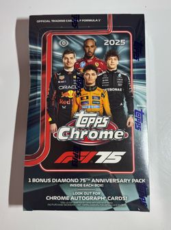2025 New Factory Sealed Topps Chrome Formula 1 F1 75th Anniversary Hobby Box