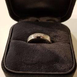 Authentic Tiffany & Co. 18K White Gold Silver Atlas Ring Size 7