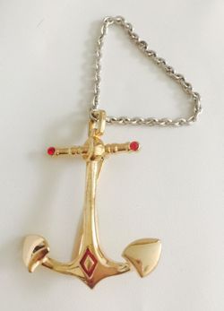 Vintage Bob Mackie Goldtone Anchor brooch 2"