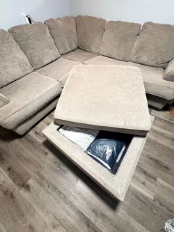 L shape couch with ottoman