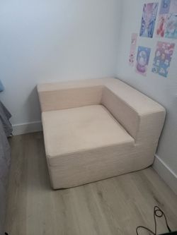 Premium 3x3ft Corduroy Modular Corner Chair Foam Dloor Cloud Couch ($500 retail) minimalist dopamine decor modern creamy
