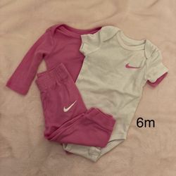 Size: 6m, Pink Nike 3 Set, Long Sleeve, Short Sleeve And Pants