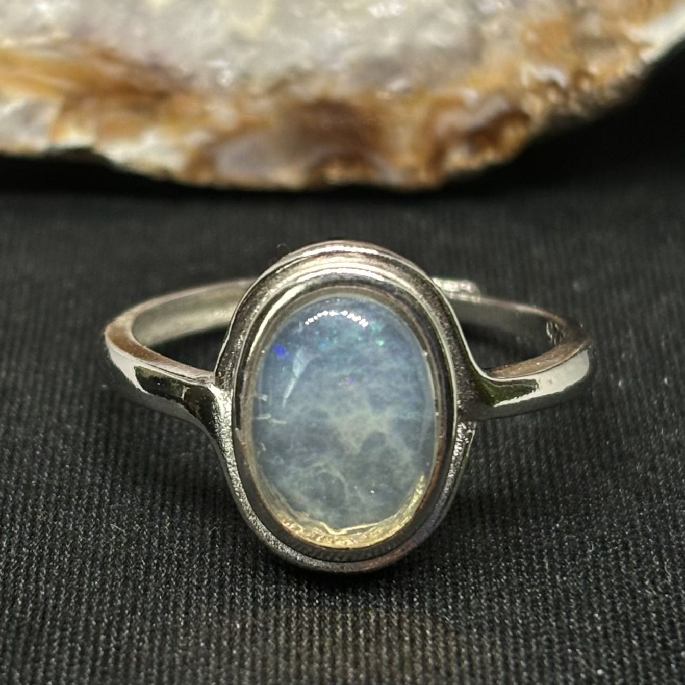 Pinfire Yowah Nut Opal Fashion Made .925 Sterling Silver Solitare Ring