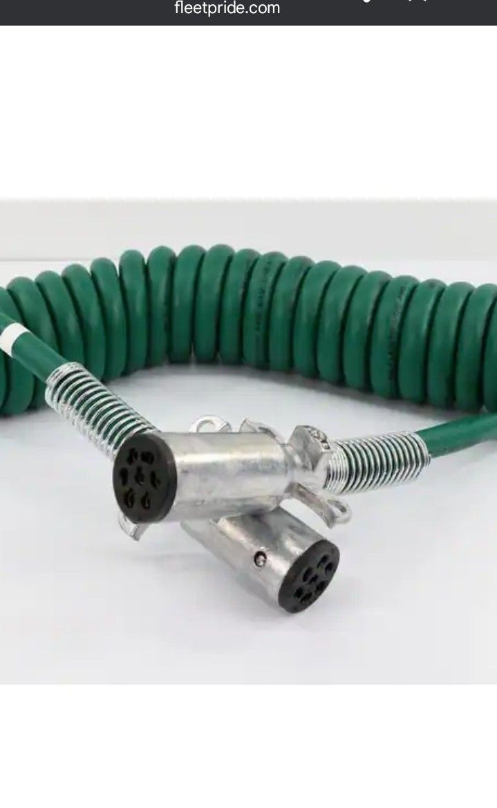 OTR 15' 7-WAY ABS COILED CABLE-GREEN