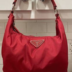 Prada Red Nylon Accessory Pouch/hobo Bag