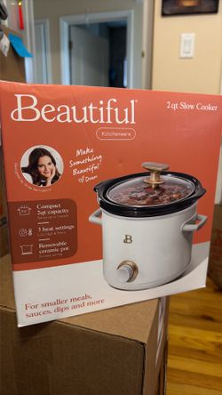 Beautiful by Drew Barrymore 2qt Compact Slow Cooker White Kitchenware 3 settings