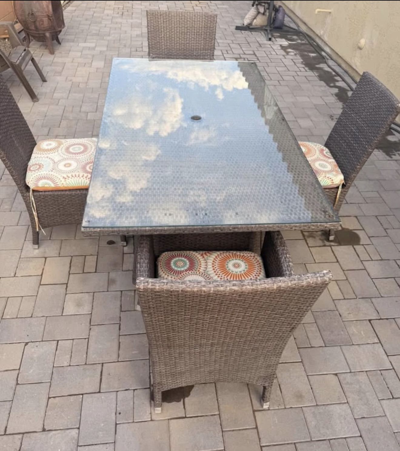Patio Wicker Table With Glass Top