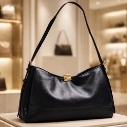 NEW Anthropologie Slouchy Buckle  Shoulder  Bag  Faux  Leatherback  Capsule Chic Career