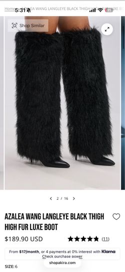 AZALEA WANG LANGLEYE BLACK THIGH HIGH FUR LUXE BOOT
