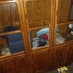 Nana's China Hutch, 3 Floater Glass Shelves. 6 Doors,The  3 Upper Are Glass Fronts. Three Hidden Lights. Glass,