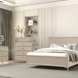 Brand New Natural Oak 4pc Queen Bedroom Set (Available In Eastern King)