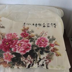Chinese painting on thin Paperwith fabulous chrysanthemum flowers