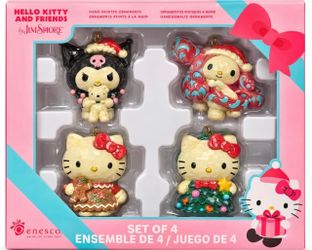 Enesco Hello Kitty and Friends Christmas Ornament Set of 4 – Sanrio Holiday Tree Decorations – Hello Kitty, Kuromi and Friends – Festive Collectible O