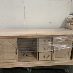 Wood Media Cabinet And Top Bookcase Custom Piece