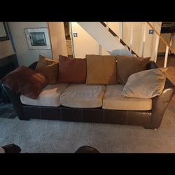 One 100 Inch Brown And Beige Multi Fall Color Pillow Couch