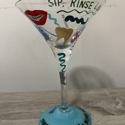 Lolita HandPainted Love My Martini Dentist-tini Dentist Glass