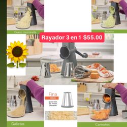 Rayador 3 En 1 Para Quesos Fruta Verdura Semillas Tambor Giratorio 3 Aspas   Princess House Ventas Finales 