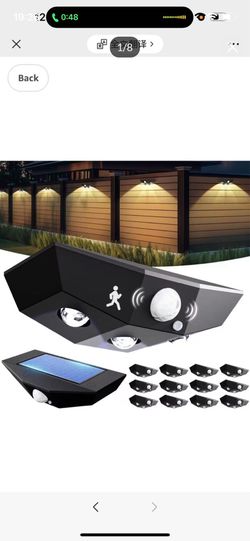 Brand new in box Solar Fence Lights 12 Pack, Motion Sensor Outdoor Light with 3 Sided Lighting, 60 Lumens Fence Light Solar Powered, Solar Lights Outd