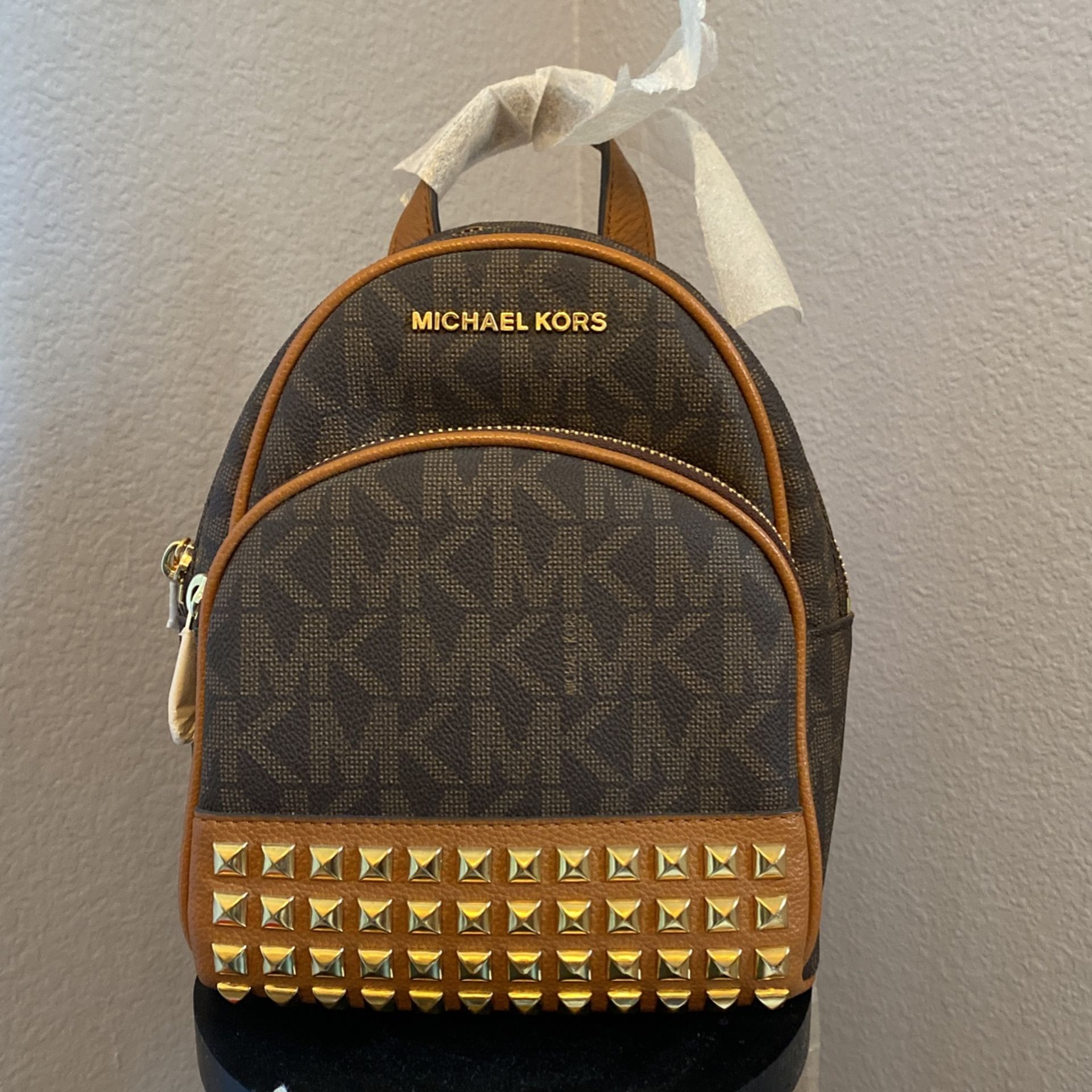 Michael Kors Tan Woven Studded Mini Backpack Michael Kors Moderne Small Beige Woven Bag | H-Brands main image 2