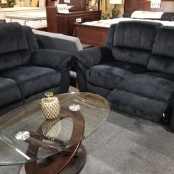 Brand New Black Or Brown Padded Suede Reclining Sofa + Loveseat 2PCs Set