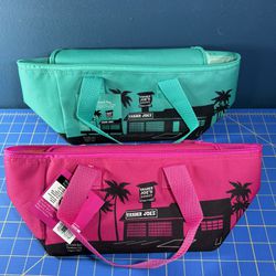 Trader Joe’s Insulated Mini Tote Bag Pink Teal set