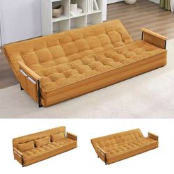 Modern 3 Seater Floor Sofa Bed, Lazy Futon Sofa with 6 Position Adjustable Backrest