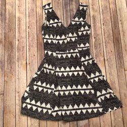H&M Black & White Tribal Printed Pullover Skater Dress