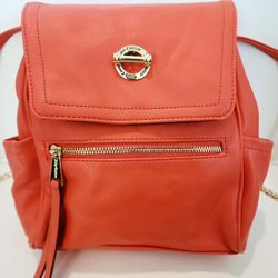 🎀 Juicy Couture Coral Backpack Purse – Gold Chain Strap