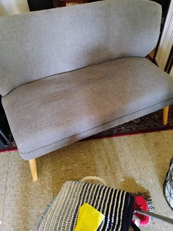 Small sofa 50" L gray fabric pickup only cash