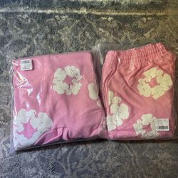 Denim Tears Pink Hoodie & Pants Set Size L