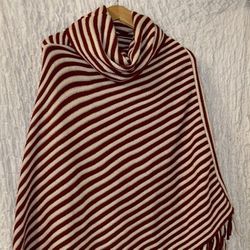 Fring Hemmed , Cowl Necked Poncho 