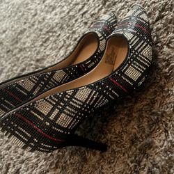Zita Black Plaid Heels