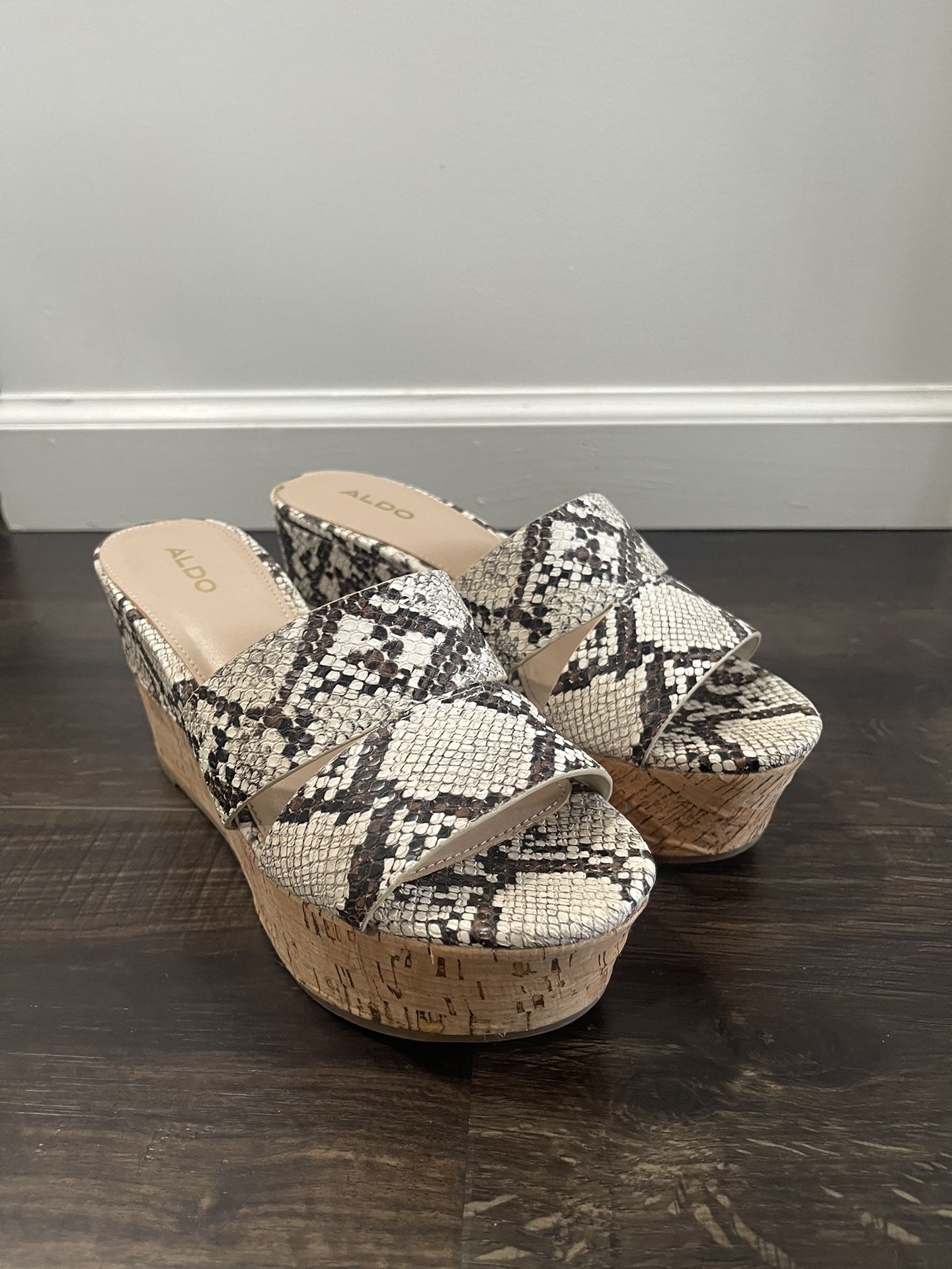 Aldo Snake Print Wedge Sandals