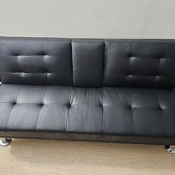 Modern Faux Leather Convertible Futon Sofa