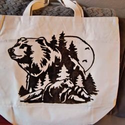 Bear Canvas Tote Bag XL 