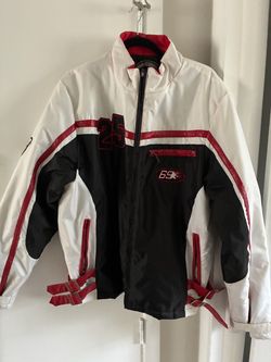 Racing Style Zip-Up Jacket White Black Red
