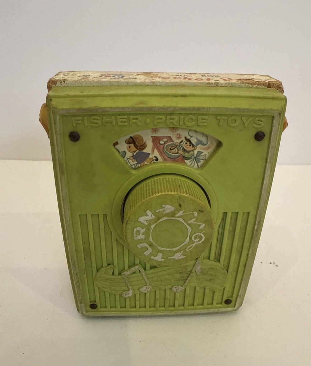 Vintage Fisher Price Green Pocket Radio Happy Birthday Song #768/Works