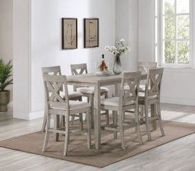 Rustic charm, design to infuse warmth 7 pc counter height dining set