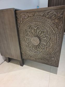 Wooden buffet Cabinet with Carved doors