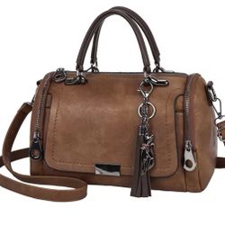 Tassel Decor Women's Large Capacity Shoulder Bag Fashion Zipper Crossbody Bag