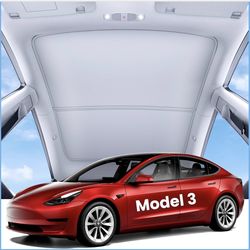 Magshade Tesla Model 3 gray Roof Sunshade w/ Magnetic Clips