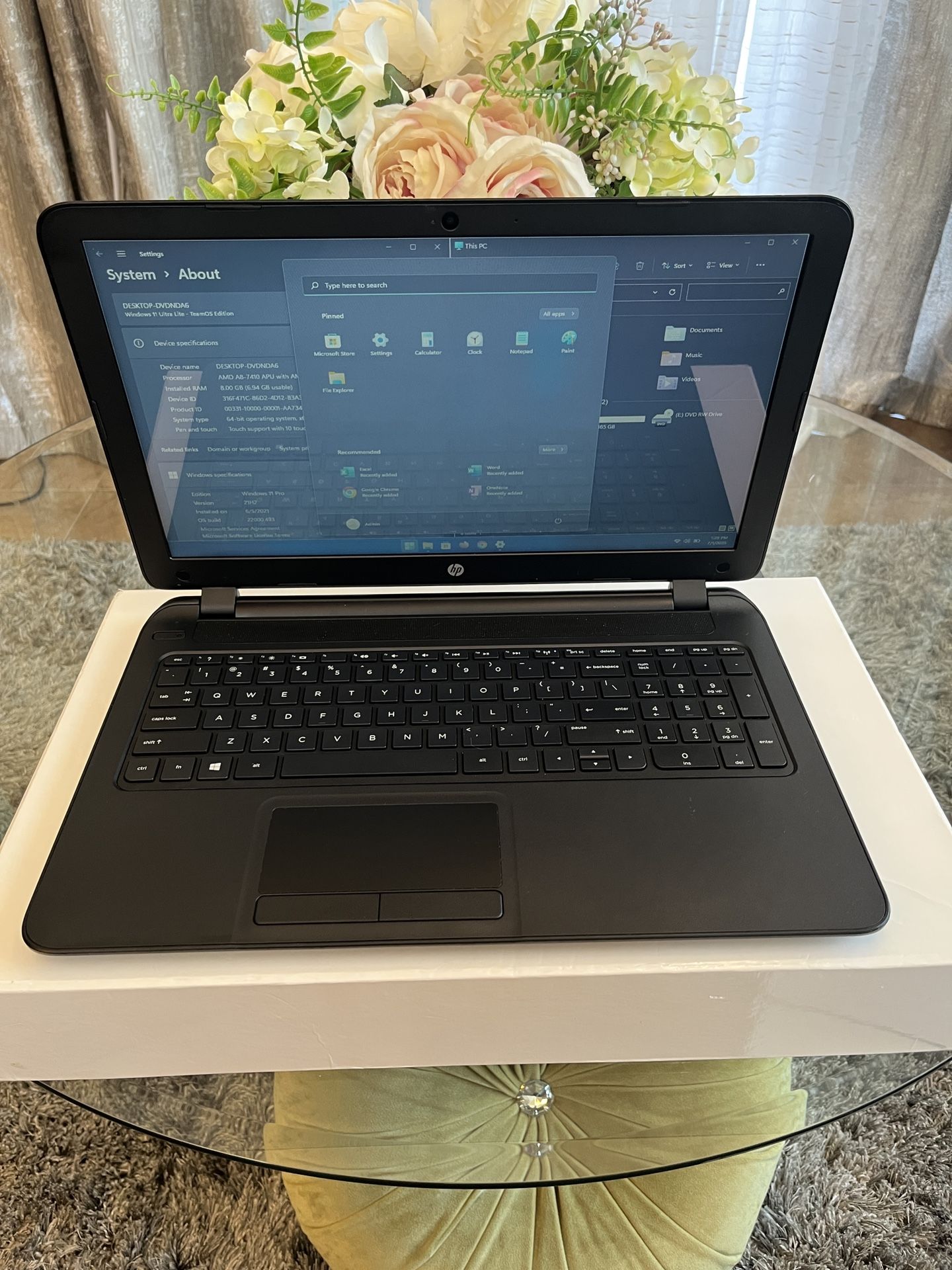 HP Pavilion 15 Laptop Notebook 15.6" AMD A8 8GB RAM 500GB HDD Windows 11 and Office - $99
