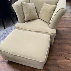Over Stuffed Chair And Ottoman. Used