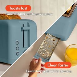 Bella 4-Slice Slim Toaster with Extra-Long Slots – Surf