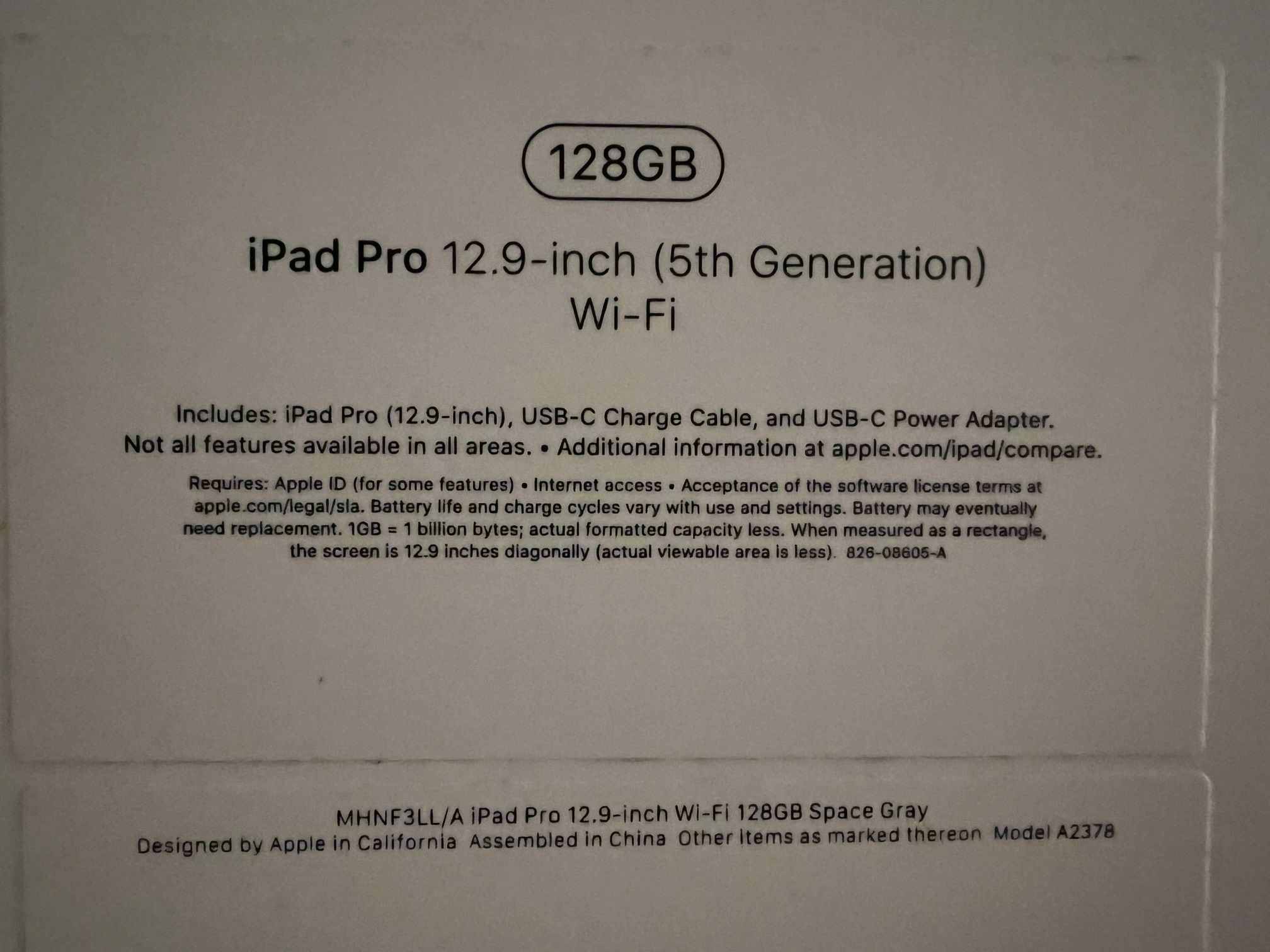 Like new Apple iPad Pro 12.9" inch M1 128GB 5th Generation Space Gray