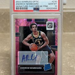 Andrew Nembhard Optic Rookie Auto Pink PSA 10