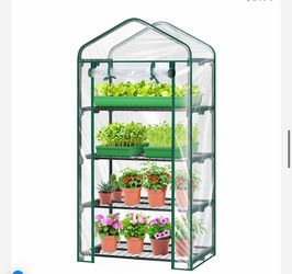 Mini Greenhouse for Outdoors Indoor: 27 x 19 x 62-Inch Ohuhu Small Green House with 4 Tier Shelves, Portable Plastic Greenhouses with Heavy Duty Trans